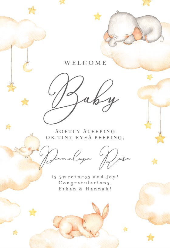 Cloud naps -  tarjeta de recién nacido