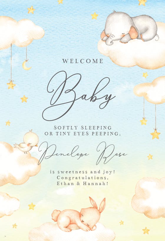 Cloud naps -  tarjeta de recién nacido
