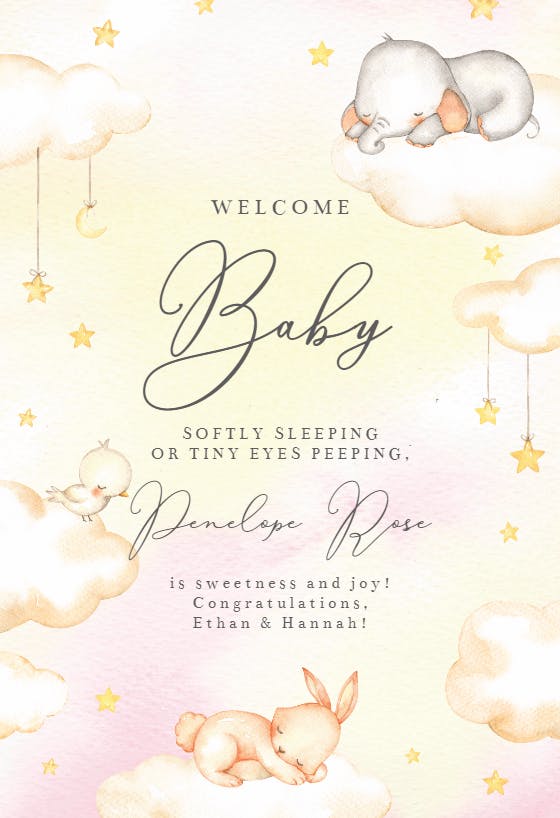 Cloud naps -  baby shower & new baby card