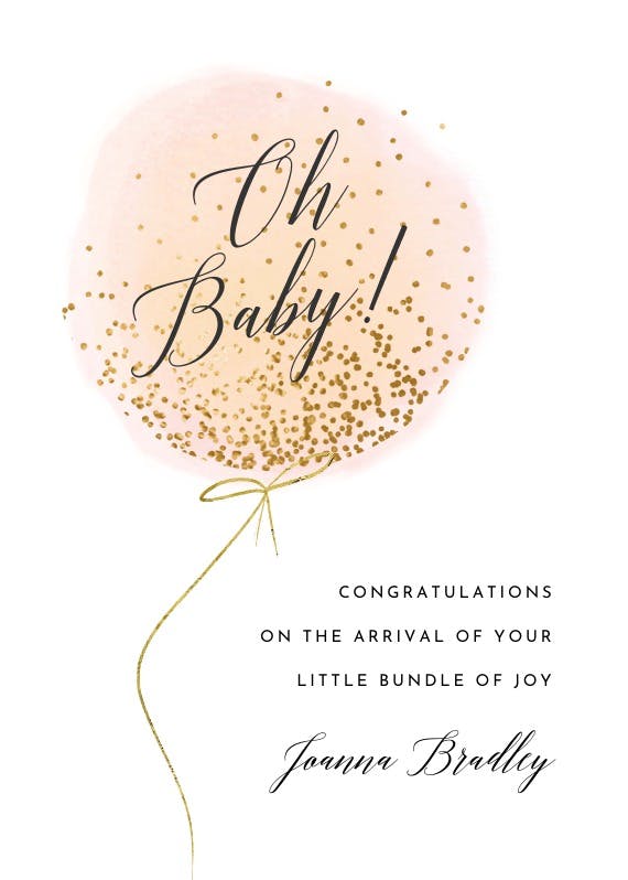 Cotton candy balloon -  baby shower & new baby card