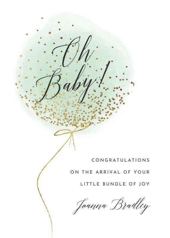 Cotton candy balloon -  baby shower & new baby card