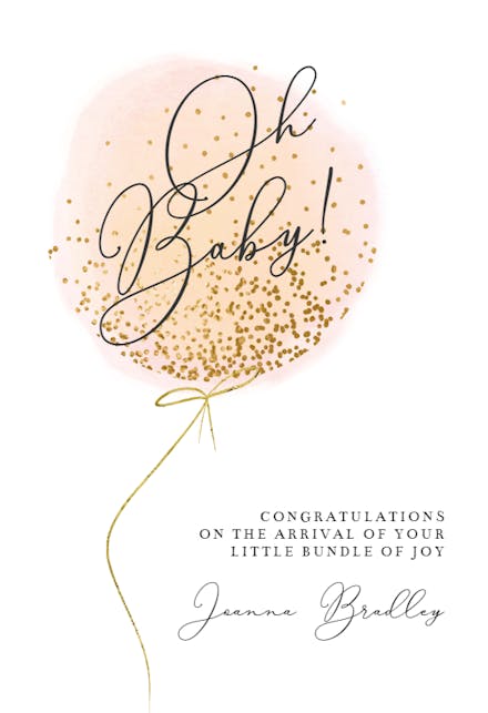 Cotton candy balloon - Tarjeta De Recién Nacido