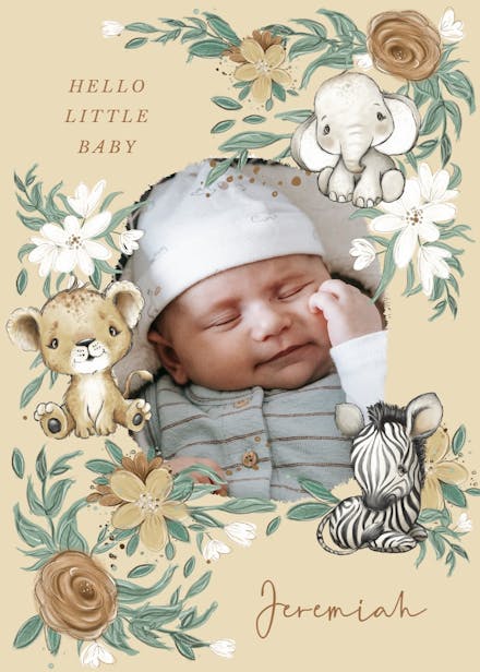 Cozy sleepy critters photo - baby shower & new baby card