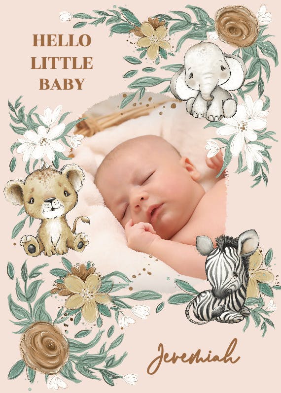 Cozy sleepy critters photo -  tarjeta de recién nacido