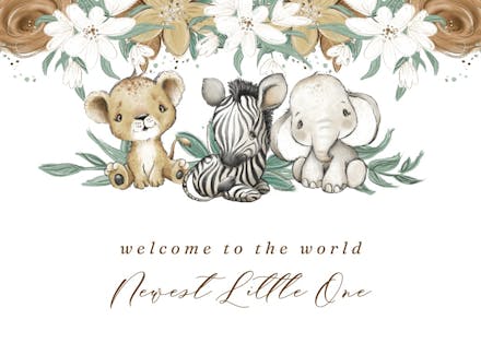 Cuddle babies floral - baby shower & new baby card