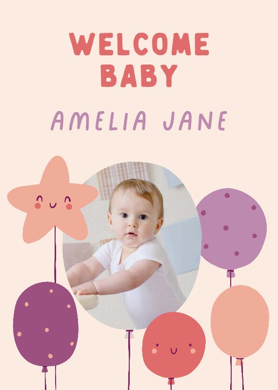 Cute balloon -  baby shower & new baby card