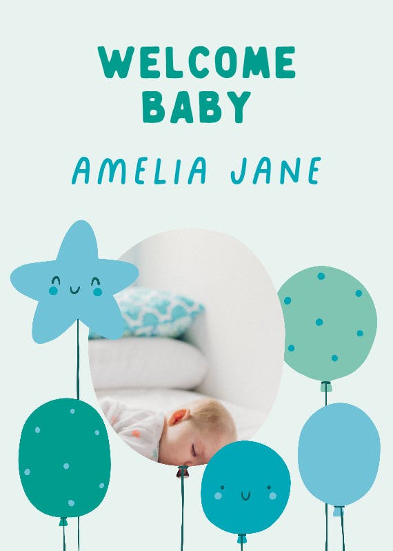 Cute balloon -  baby shower & new baby card
