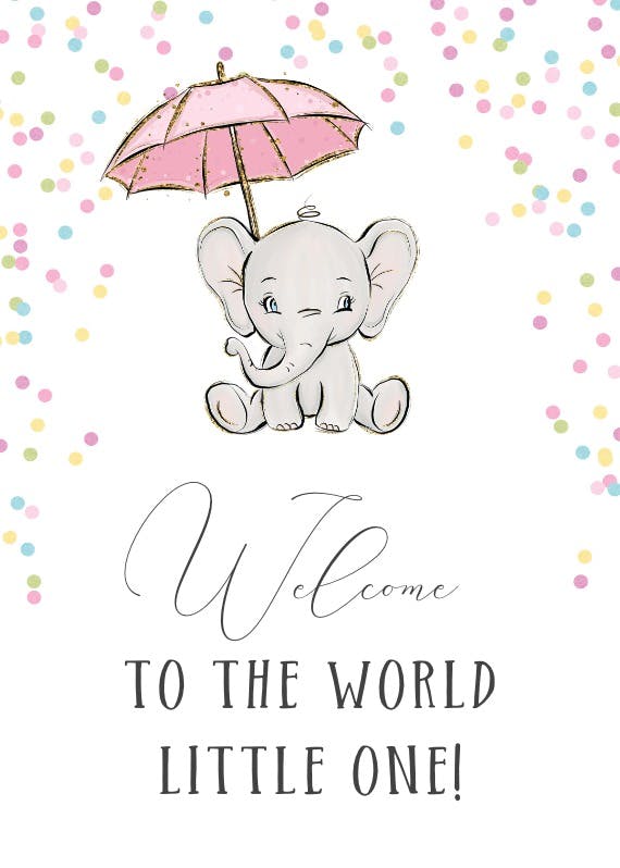 Cute elephant -  baby shower & new baby card