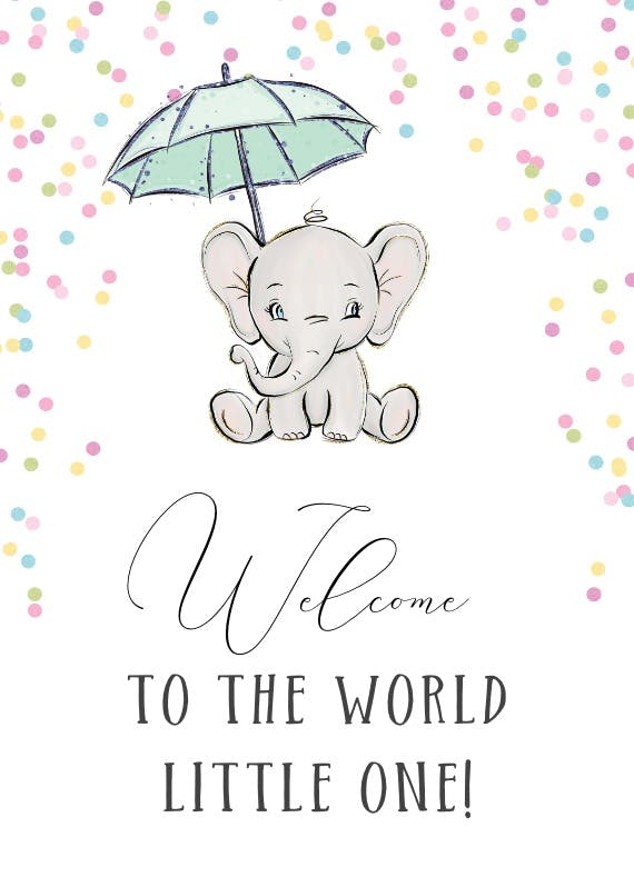 Cute elephant -  baby shower & new baby card