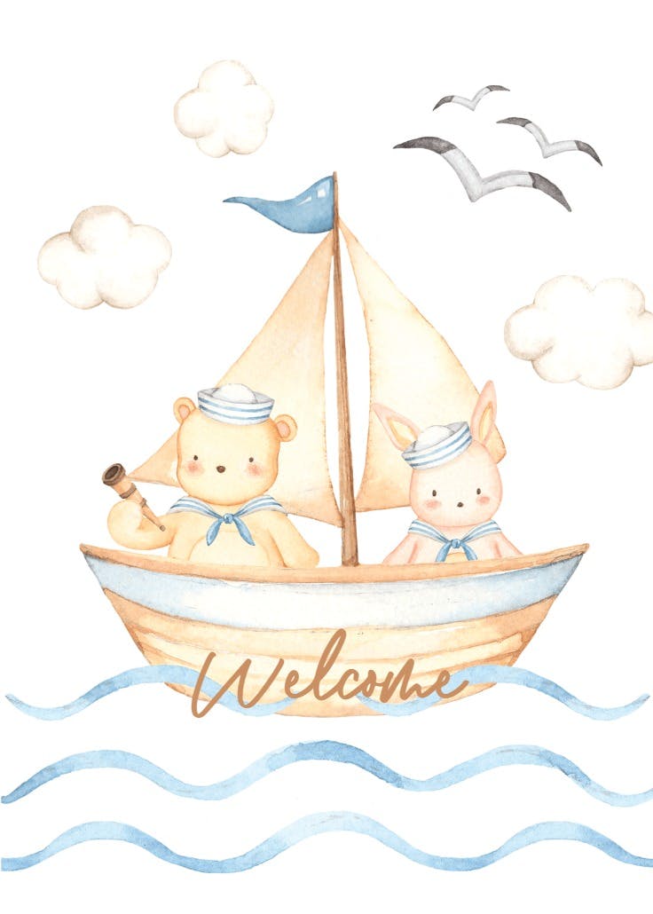 Cute sailors - baby shower & new baby card