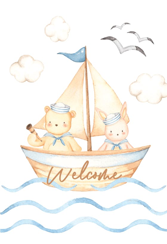 Cute sailors -  baby shower & new baby card