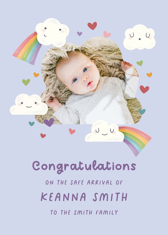 Cuteness rainbow overload -  baby shower & new baby card