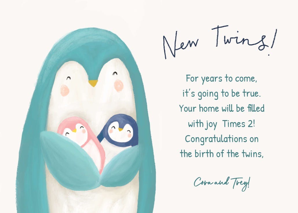 Double delight - baby shower & new baby card