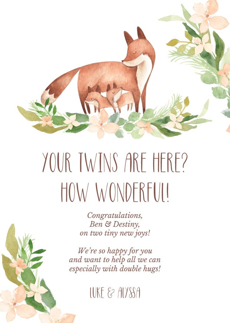 Double delight - baby shower & new baby card