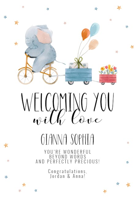 Elephant Gift - Tarjeta De Recién Nacido