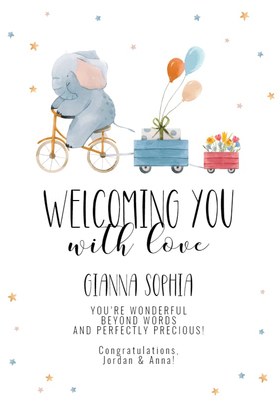 Elephant gift -  baby shower & new baby card