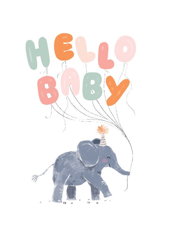 Elephant magic -  baby shower & new baby card