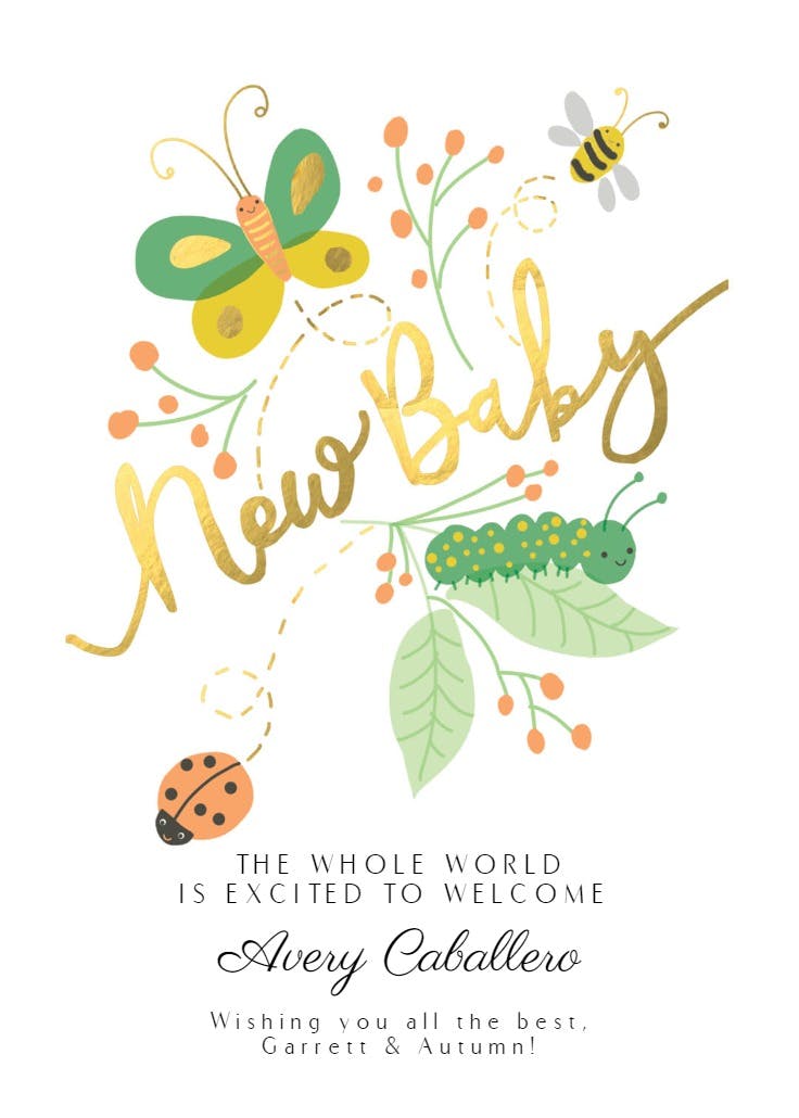 Featured creatures - baby shower & new baby card