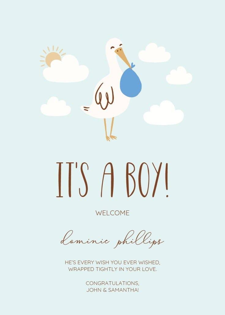 First class - baby shower & new baby card