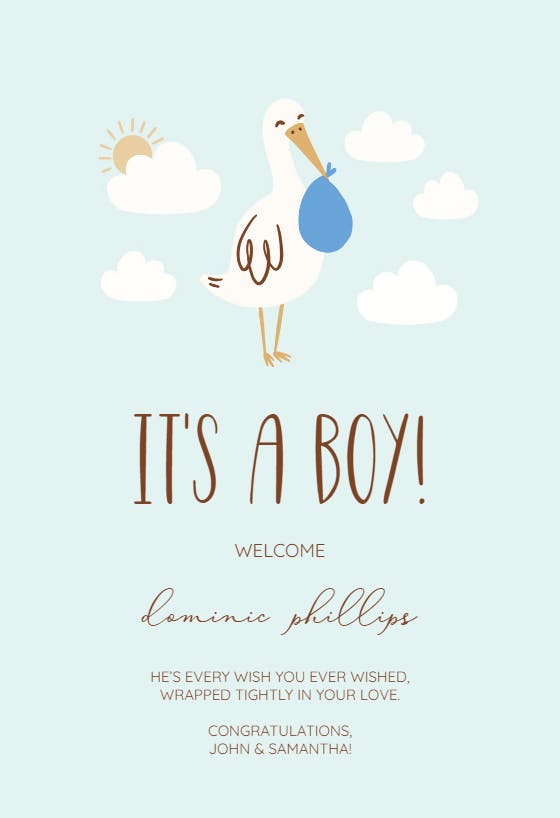 First class -  baby shower & new baby card