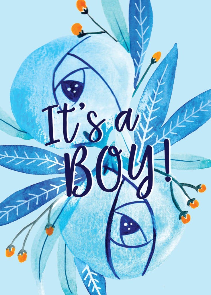 Floral it's a boy - baby shower & new baby card