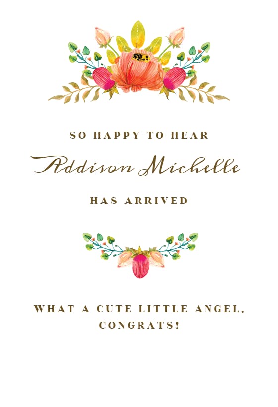 Flowers and delight -  baby shower & new baby card