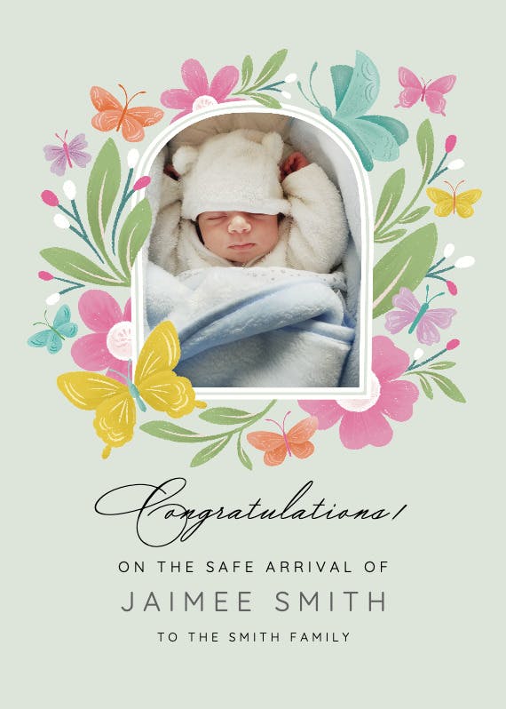 Fluttering garden -  baby shower & new baby card