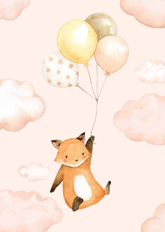 Fox in the clouds - birthday card