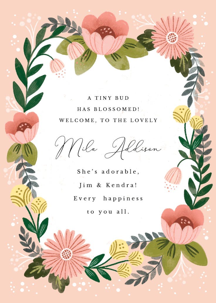 Garland window - baby shower & new baby card