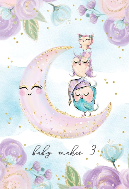 Glitter owls - Tarjeta De Recién Nacido