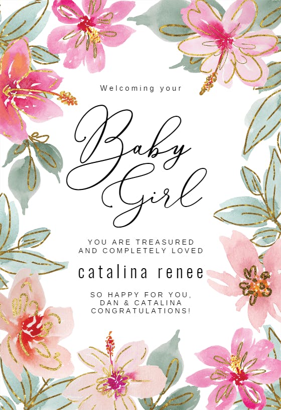Glorious garden -  baby shower & new baby card