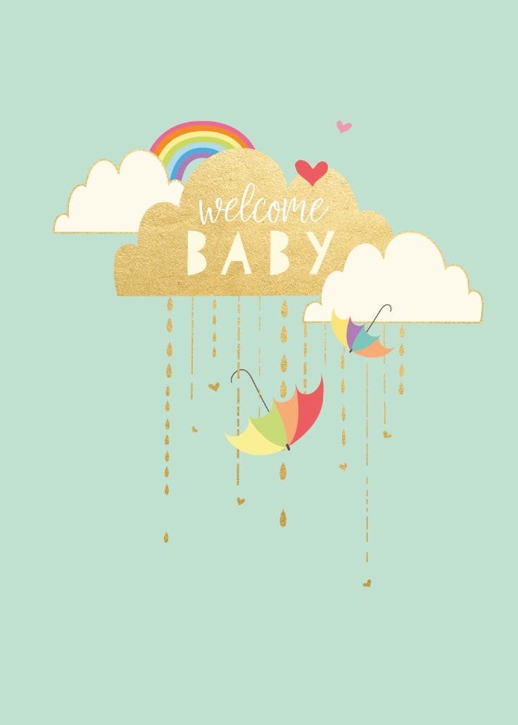 Gold clouds - baby shower & new baby card