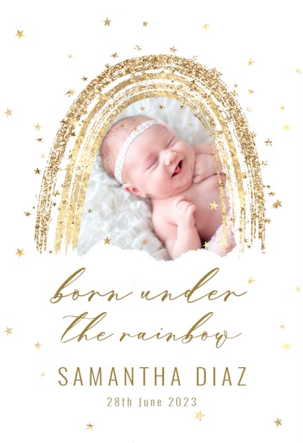 Gold Rainbow - Tarjeta De Recién Nacido