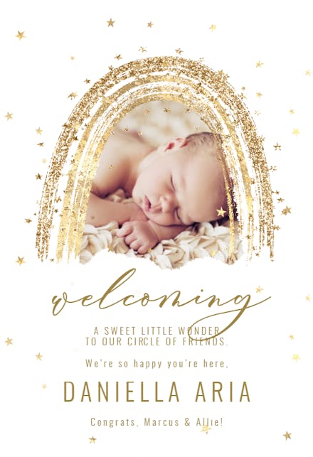 Golden Rainbow - Tarjeta De Recién Nacido