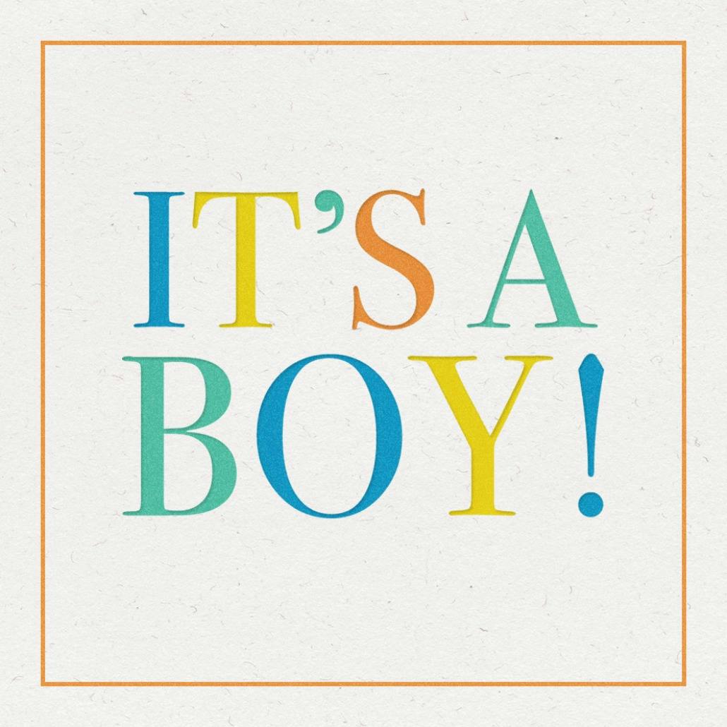 He is here - baby shower & new baby card