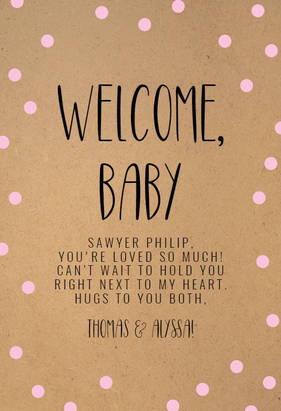 Heart hugs - tarjeta de recién nacido