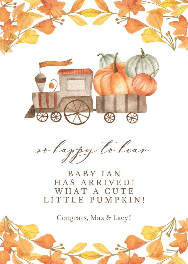 In training - baby shower & new baby card