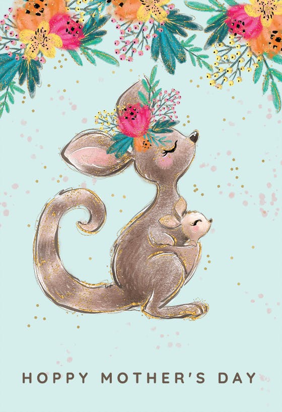 Kangaroo flowers -  tarjeta del día de la madre
