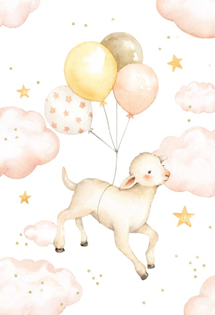 Lamb in the clouds - Baby Shower & New Baby Card