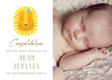 Lion - Tarjeta De Recién Nacido