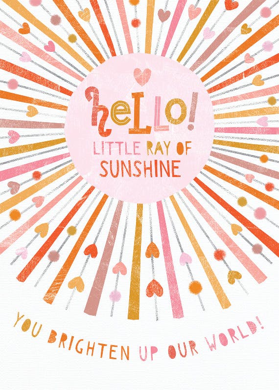 Little ray of sunshine -  tarjeta de recién nacido