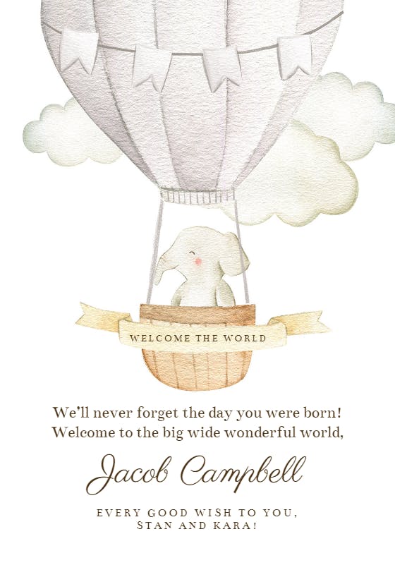 Long memory -  baby shower & new baby card
