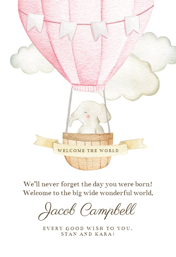 Long memory -  baby shower & new baby card