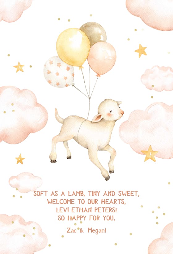 Lovely lamb -  baby shower & new baby card