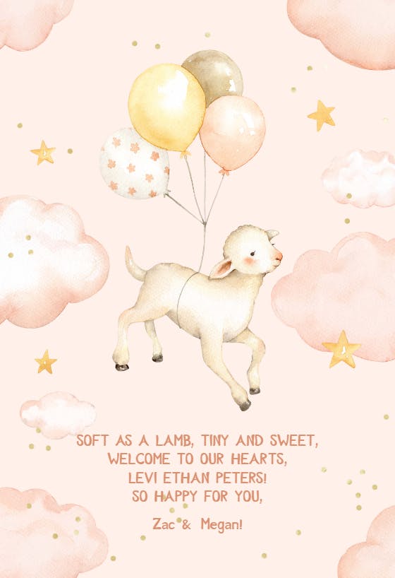 Lovely lamb -  baby shower & new baby card
