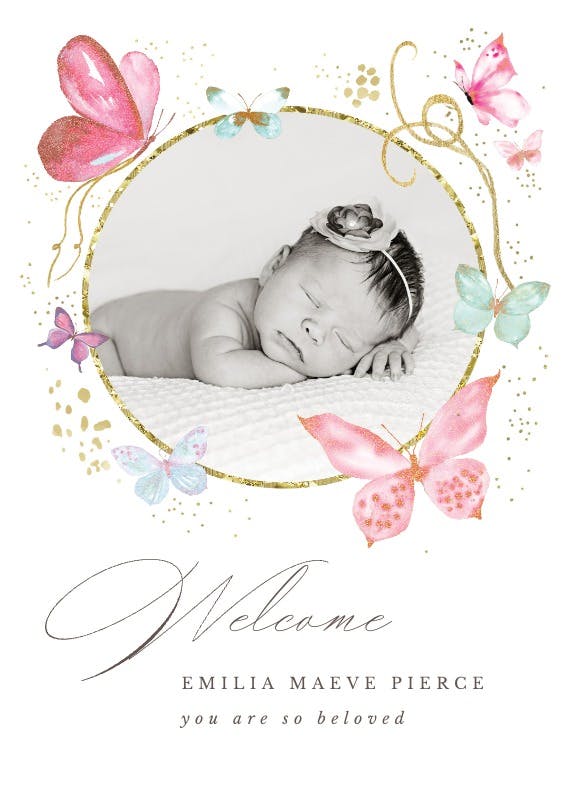 Magical butterflies photo - baby shower & new baby card