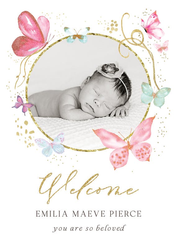 Magical butterflies photo - baby shower & new baby card