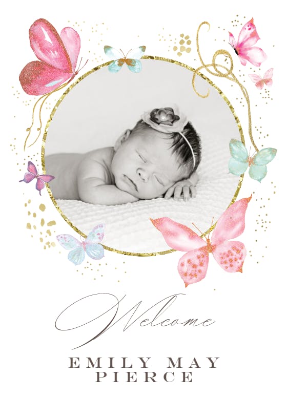 Magical butterflies photo -  baby shower & new baby card