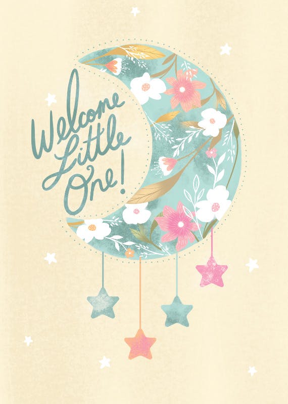 Moonflower delight -  baby shower & new baby card