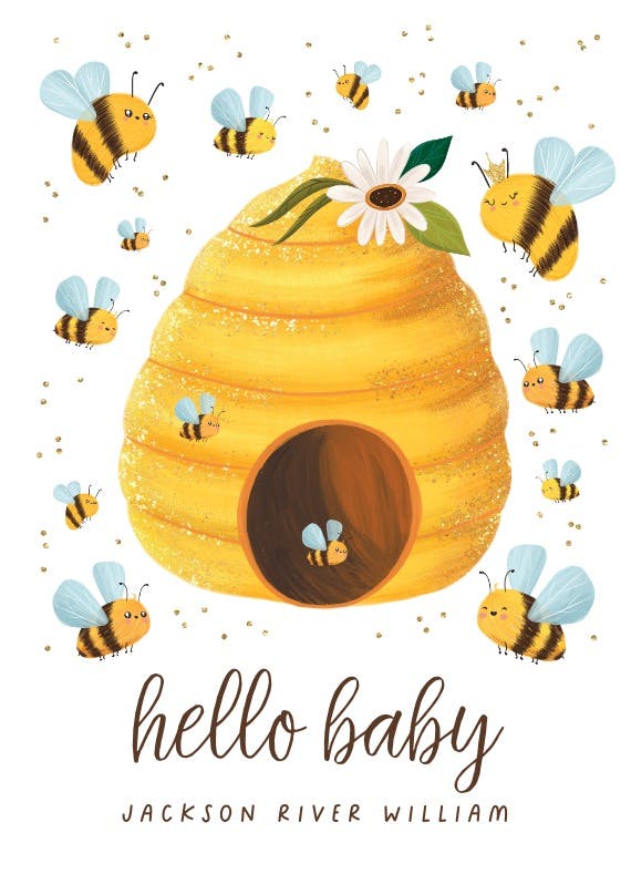 New bee hive - baby shower & new baby card